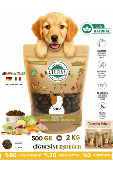 Tavuklu %100 Doğal Kurtulmuş Köpek Maması AirDried Barf Elit Köpek Maması Tavuklu 500 gr ürün görseli 1