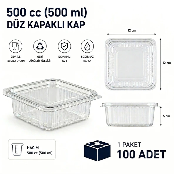 500 cc Sızdırmaz Kap 100 Adet ürün görseli 1