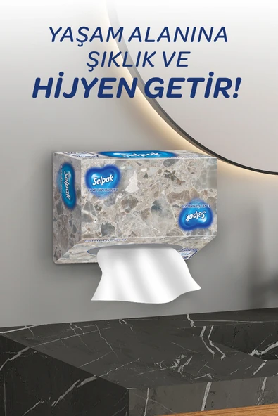 Selpak El ve Yüz Havlusu Kutulu Koyu Mermer Desen 80 Yaprak ürün görseli 1