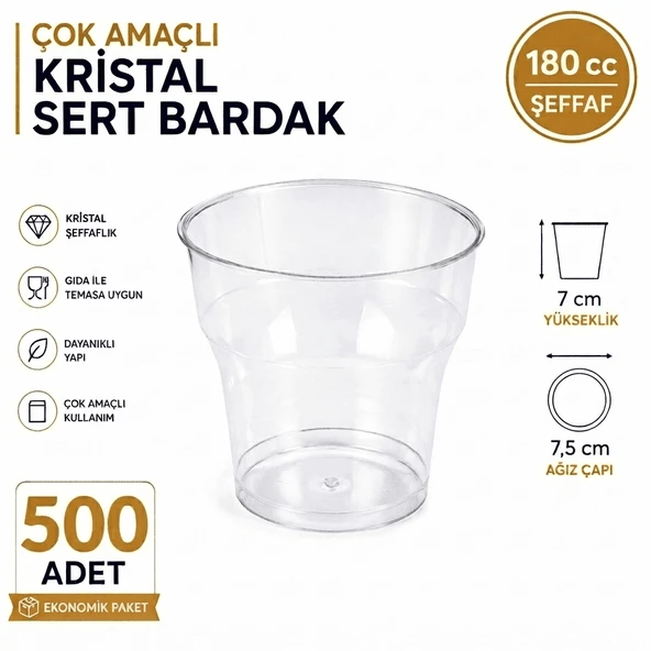 180 cc Kristal Sert Bardak - 500 Adet ürün görseli 1