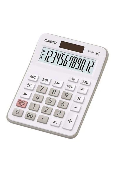 Casio Hesap Makinesi Masa Üstü 12 Hane Beyaz Mx-12B-We ürün görseli 1