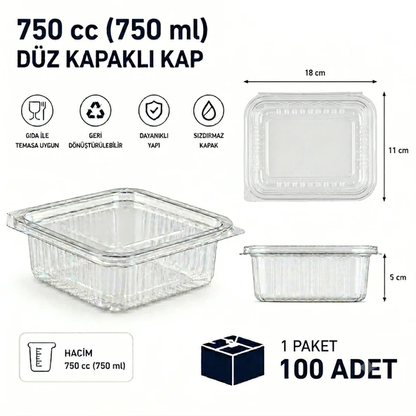 750 cc Sızdırmaz Kap 100 Adet ürün görseli 1