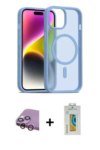 MARSİLYAN™- iPhone 15 Kılıf Siluet Minimal Prime - Siyah Polymer Nano Ekran Koruyucu + Raze Metal Kamera Lens - PE ürün görseli 1