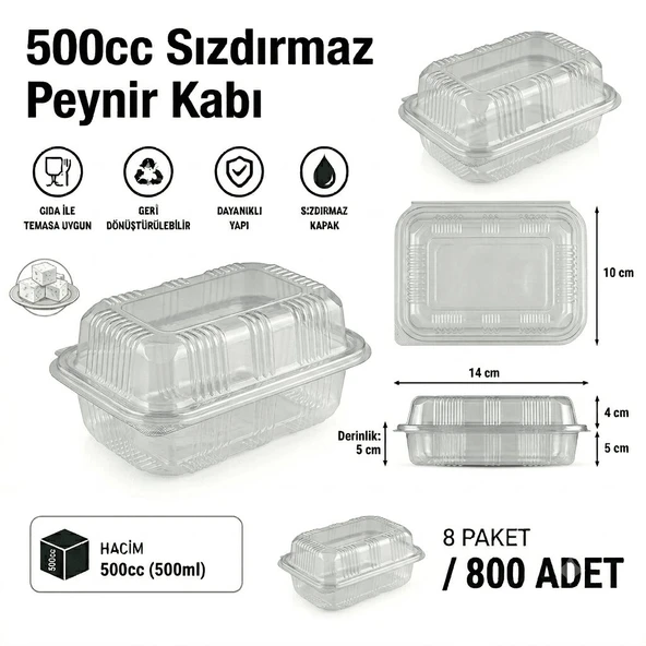 800 Adet - 500 cc Sızdırmaz Peynir Kabı ürün görseli 1
