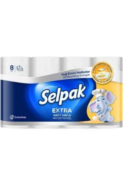 Selpak Extra Kağıt Havlu Yağ Emici 8'li ürün görseli 1