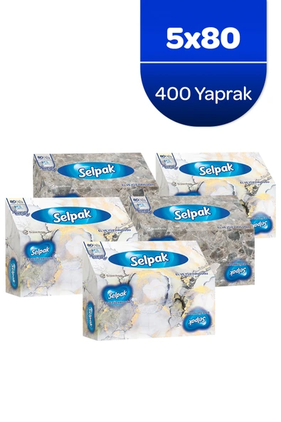 Selpak El Ve Yüz Havlusu Kutulu Mermer Desen 5*80 Yaprak ürün görseli 1