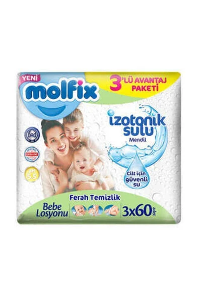 Molfix İzotonik Sulu Mendil Ferah 60 Lı x3 Adet ürün görseli 1