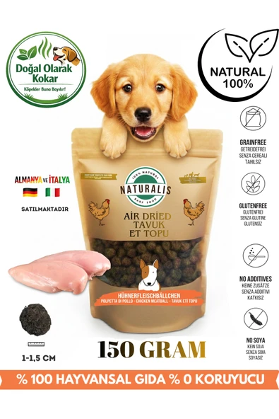 Tavuk Et Topu Organic 150gr Hipoalerjenik % 0 Karışım Köpek Ödül Maması %100 Doğal AirDried Kurtulmuş ürün görseli 1