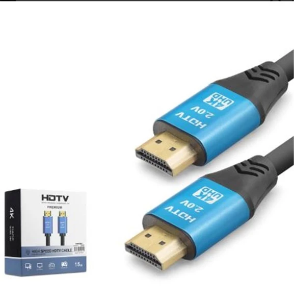 NODAR ND4054 HDMI 2.0 Kablo 4K 60 Hz OD 8.0 mm 15 m Siyah Mavi ürün görseli 1