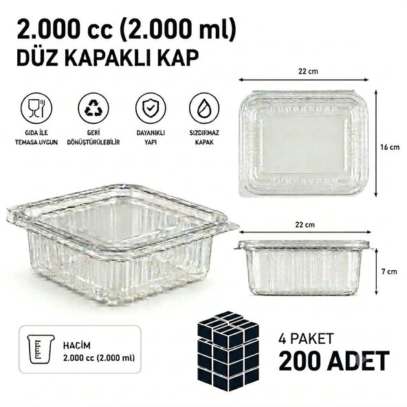 2000 cc Sızdırmaz Kap 200 Adet ürün görseli 1