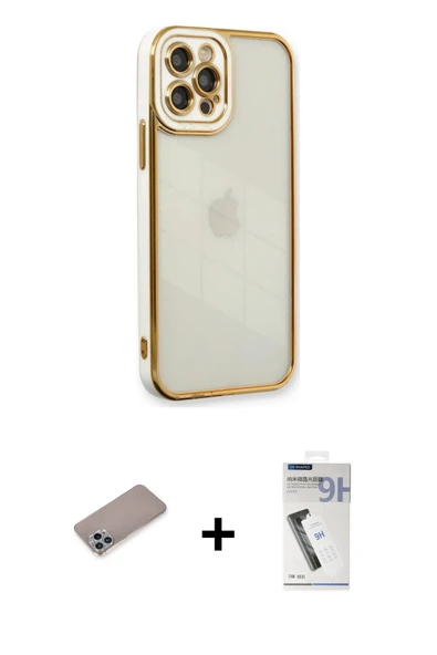 MARSİLYAN™- iPhone 12 Pro Max Kılıf Çekirdek Klasik Serisi - Şeffaf Uv Polymer Nano Ekran Koruyucu + Shine Kamera Lens K ürün görseli 1