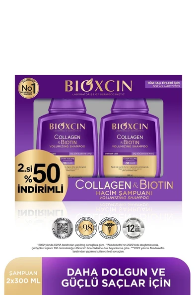 Bioxcin Collagen & Biotin Şampuan 300 ml - İkincisi %50 İndirimli ürün görseli 1