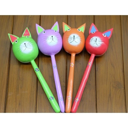 Ahşap Kedi Marakas Tekli ürün görseli 1