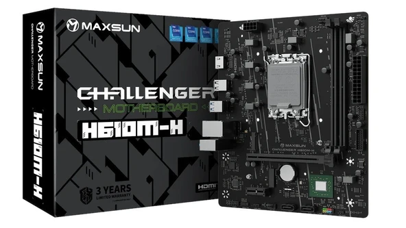 Maxsun Challenger H610M-H LGA1700 DDR4 3200Mhz M.2 HDMI mAtx Intel Anakart ürün görseli 1