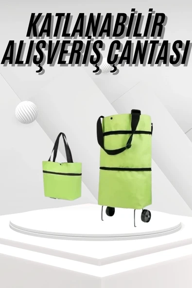 Katlanabilir Tekerlekli Pazar Market Çarşı Arabası Market Alışveriş Çantası ürün görseli 1