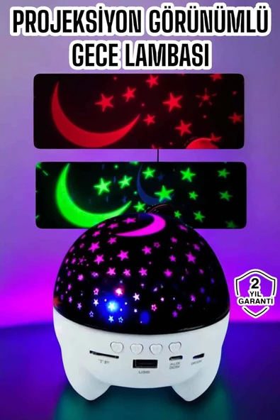 Gece Lambası Renkli Yıldızlı Gökyüzü Projeksiyon Gece Tavan Yansıtma ürün görseli 1