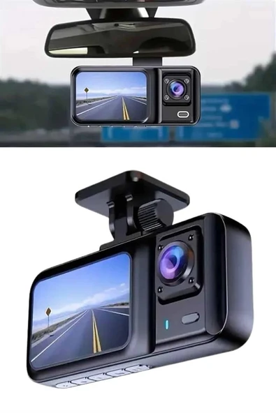 1080p Sürüş Kaydedici 2 İnç Araç Araba Ön İç Arka DVR IPS Ekran ürün görseli 1