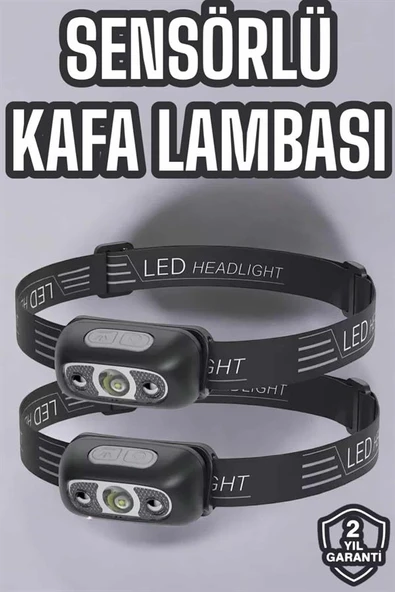 Kafa Lambası Kamp Lambası Led Işık Şarjlı Ayarlanabilir - Resim 2