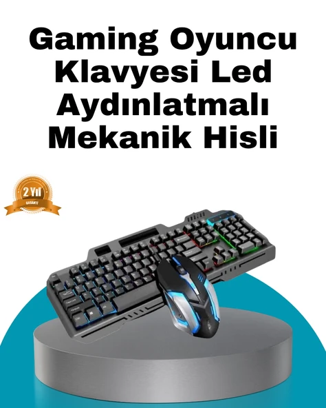 Mekanik Oyuncu Seti – LED Işıklandırma ve Ergonomik Mouse ürün görseli 1