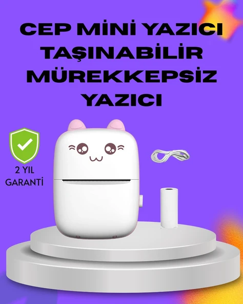 Kablosuz Mini Cep Yazıcısı Bluetooth Destekli 1200mAh Bataryalı ürün görseli 1
