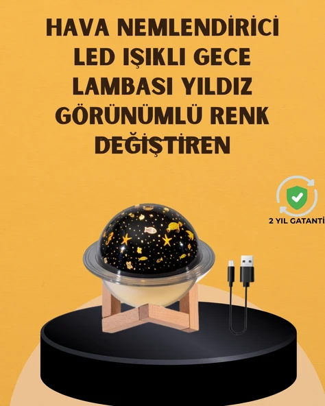 Projektör ışıklı, aromaterapi uyumlu mini masaüstü hava nemlendirici cihaz ürün görseli 1