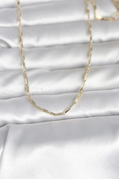 CM 14K Gold Renk İnce Ataç Zincir Model 60 cm Kadın Kolye ürün görseli 1