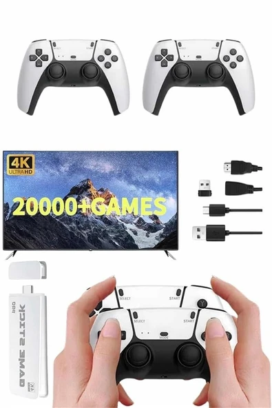 3D 4K 2000 Oyunlu Game Stick Oyun Konsolu Çift Konsol ürün görseli 1