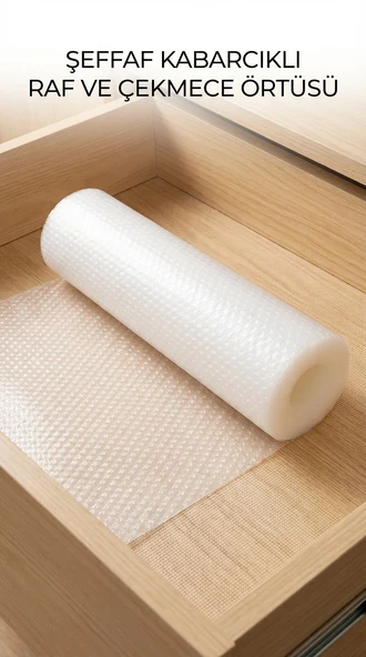 Şeffaf Pvc Raf ve Dolap İçi Kaydırmaz Koruyucu Örtü 45x300 cm ürün görseli 1