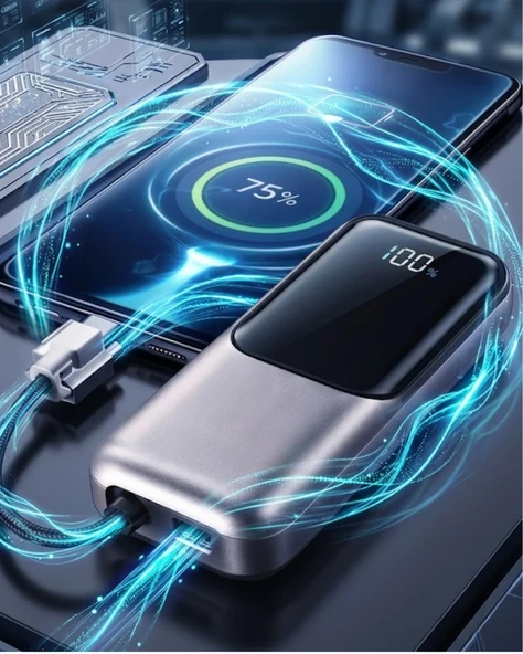 LED Ekranlı Süper Fast Charge Özellikli Mini Powerbank ürün görseli 1