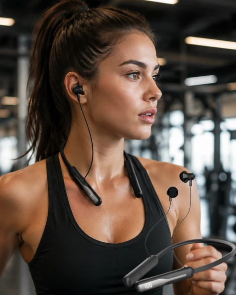 Extra Bass Kablosuz Kulaklık Uzun Bataryalı Neckband Tasarım ürün görseli 1