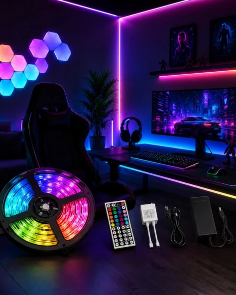 5 Metre RGB LED Şerit Kumandalı 5050 Renk Değiştiren LED Strip ürün görseli 1