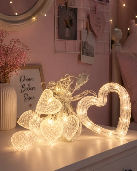 Kalp Figürlü LED Neon Dekor Işığı Romantik Ortam Aydınlatması ürün görseli 1