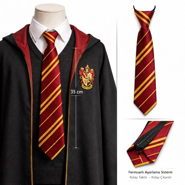 Harry Potter Gryffindor Fermuarlı Ayarlanabilir Kravat ürün görseli 1