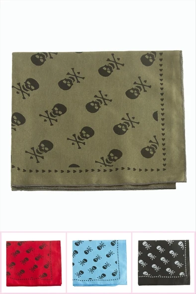 Kuru Kafa Desenli Keten Bandana 50*50 ürün görseli 1
