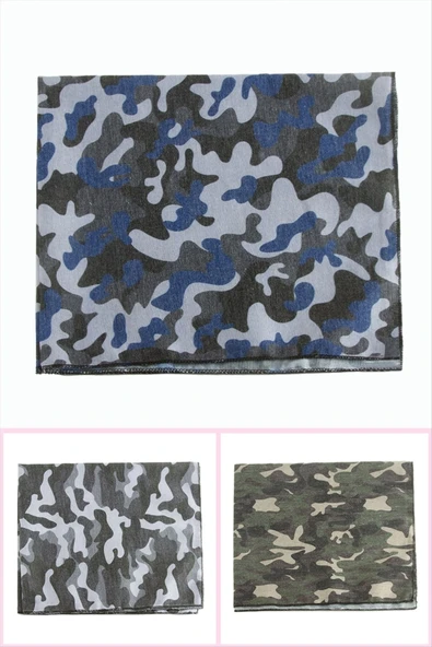 Asker Desenli Keten Bandana 50*50 ürün görseli 1