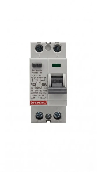 Eco Lounge FEDERAL 2X40 A 30Ma 6Ka Kaçak Akım Rolesi FK2 9FA-H1062-0040 ürün görseli 1
