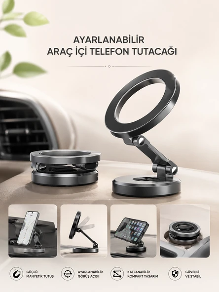 Araç İçi Telefon Tutacağı Manyetik Tasarım Ayarlanabilir ürün görseli 1