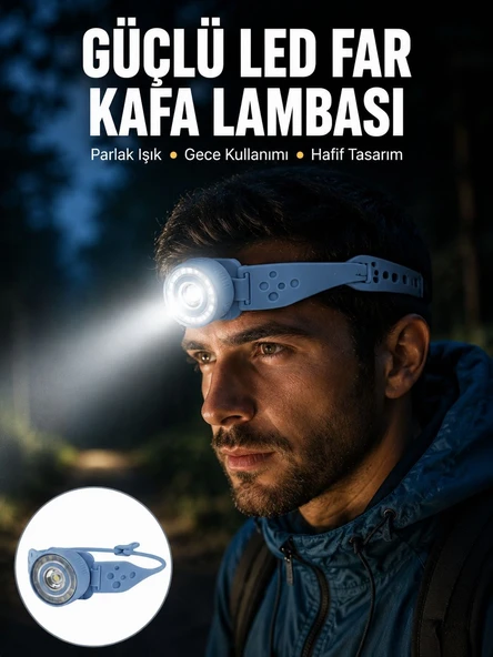 LED Kafa Lambası Kamp Yürüyüş ve Gece Kullanımı İçin Yeni Nesil ürün görseli 1