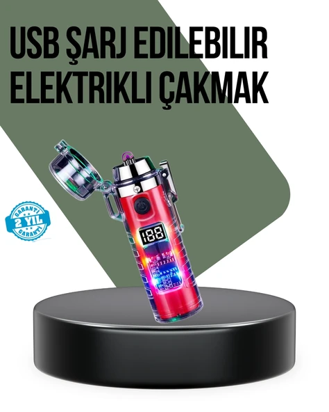 Güç Göstergeli Şarjlı Fenerli USB Elektrikli Çakmak ürün görseli 1