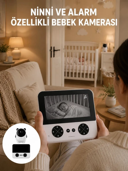 Uzaktan Kontrollü HD Bebek Kamerası Zoom ve Sıcaklık Sensörlü Yeni Nesil ürün görseli 1