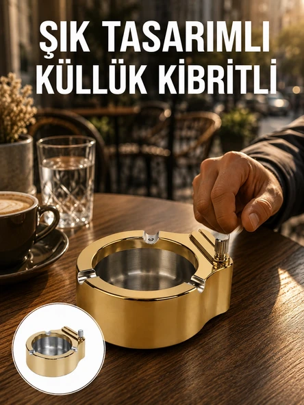 Çakmak Entegreli Küllük Yeniden Doldurulabilir Metal Gövde Yeni Nesil ürün görseli 1