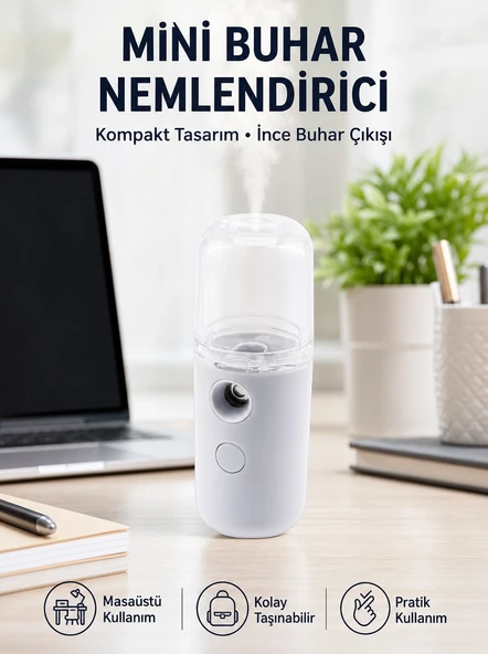 Mini Şarjlı Buhar Nemlendirici – Taşınabilir, Enerji Tasarruflu, Kablosuz Kullanım Yeni Nesil ürün görseli 1