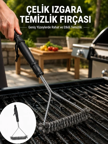 Uzun Saplı Paslanmaz Çelik Izgara Temizlik Fırçası Yeni Nesil ürün görseli 1