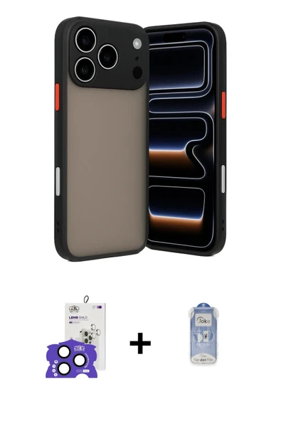 MARSİLYAN™- iPhone 17 Pro Max Kılıf Ahenk Çizgi Serisi - Siyah Joko Magic 5D Cam + Bilvis Titan Kamera Lens - LT ürün görseli 1