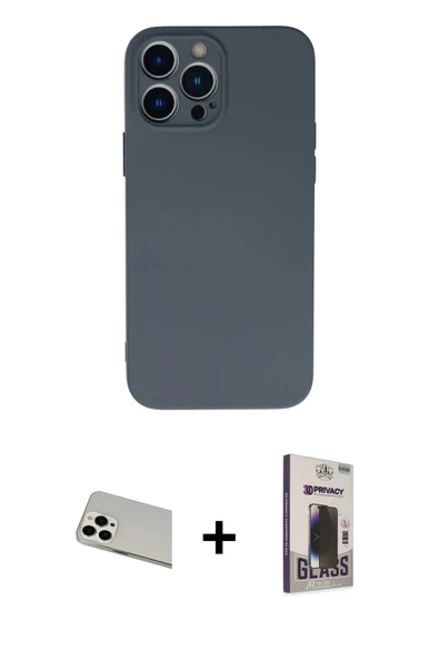 MARSİLYAN™- iPhone 13 Pro Max Kılıf Ahenk Serisi - Siyah Bilvis Hayalet Cam Ekran Koruyucu + Rainbow Kamera Lens Koruma ürün görseli 1