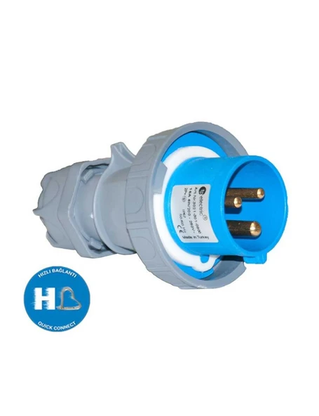 Tp Electric 3021-301-0900 3X16A CEE Norm Düz Fiş Hızlı Bağlantı IP67 ürün görseli 1