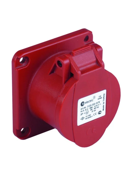 Tp Electric 3122-321-1670 4X16A CEE Norm Düz Makine Prizi 70X70 Vidalı IP44 ürün görseli 1