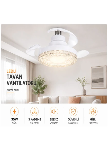 Hiva Hv-501 Gizli Pervaneli Led Ampul-Tavan Vantilatörü ürün görseli 1