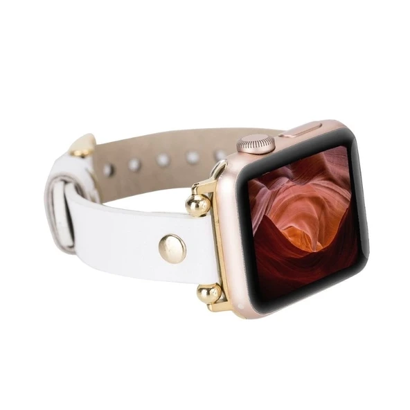 Apple Watch Uyumlu Deri Kordon 38-40-41mm FRG F3 Beyaz ürün görseli 1