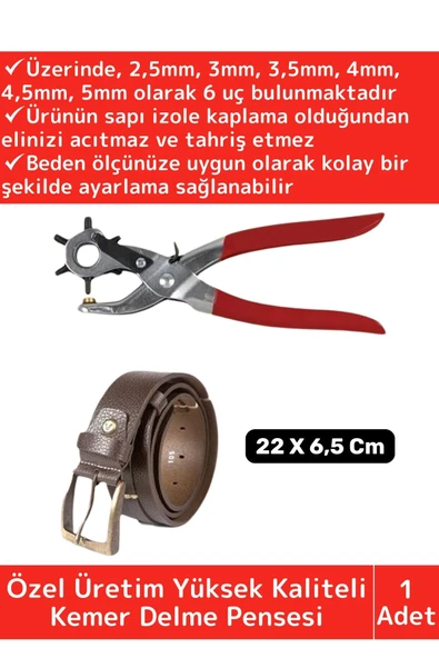 Özel Üretim Yüksek Kaliteli Delik Uç Açıcı Ayarlanabilir 6 Farklı Uçlu Metal Kemer Delme Pensesi ürün görseli 1